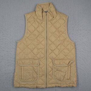 J. Crew Vest Women XS Beige Quilted Puffer Primaloft Full Zip Sleeveless Vest